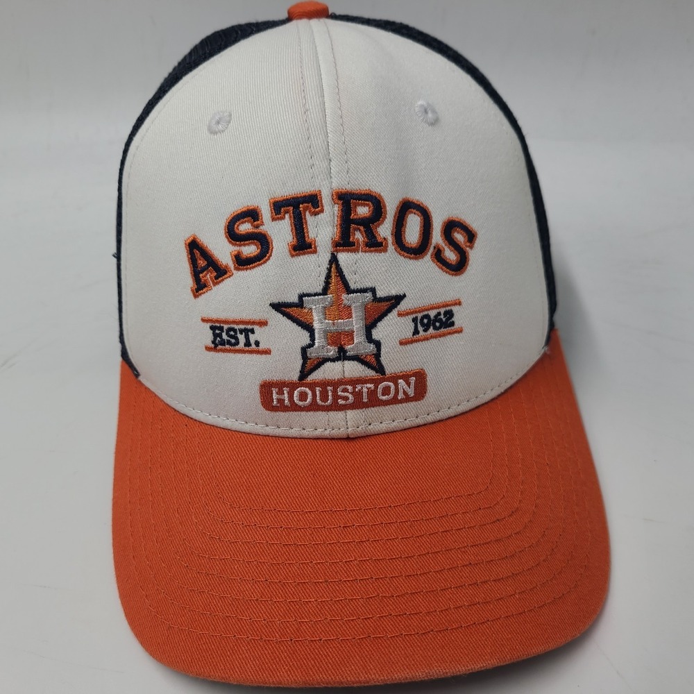 Houston Astros Hat Snapback Trucker Mesh Fan Favorite White Orange Blue Men MLB‎